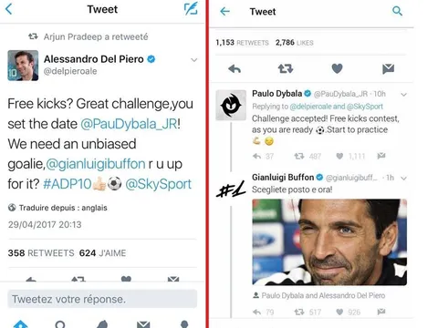 Buffon nhận lời 'làm bia' cho Del Piero và Dybala tranh tài