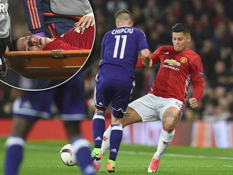 Cận cảnh chấn thương khiến Marcos Rojo rời sân bằng cáng