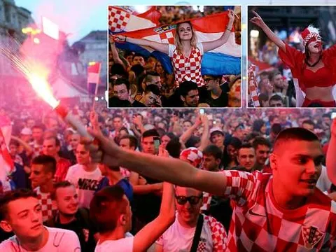 CĐV Croatia ăn mừng ngợp trời, không thiếu gái đẹp và pháo sáng