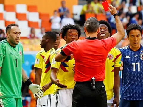 Trận Colombia - Nhật Bản chứng kiến thẻ đỏ nhanh thứ 2 lịch sử World Cup