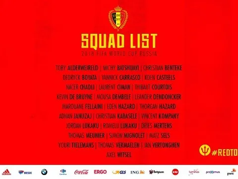 NÓNG: Bỉ công bố danh sách sơ bộ World Cup 2018, bi kịch cho Nainggolan