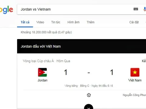 Google, AFC nhầm lẫn khó tin về trận Jordan vs Việt Nam