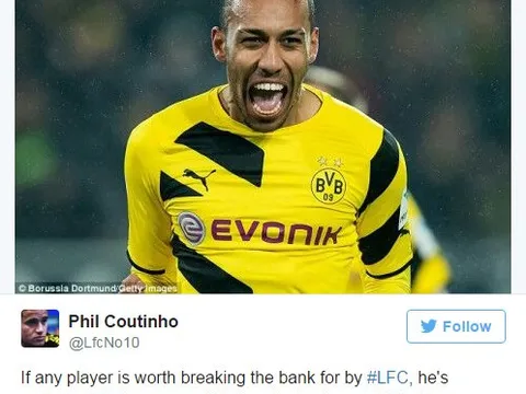 Fan Liverpool hỗn loạn trước tin đồn về Aubameyang