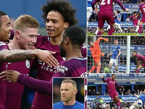 Hủy diệt Everton, Man City chờ lấy cúp ở derby Manchester