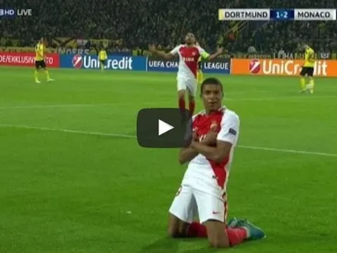Kylian Mbappe chơi quá hay trong trận Borussia Dortmund 2-3 Monaco