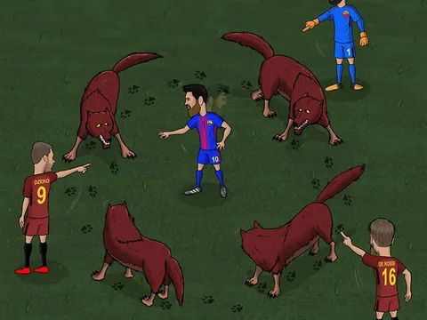 Hí họa Messi không thể thoát khỏi vòng vây của ‘bầy sói’