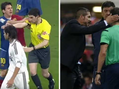 Messi và Simeone cũng từng đẩy trọng tài như Ronaldo
