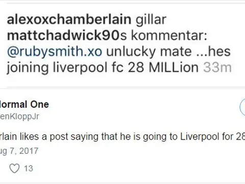 Một cú click chuột, Chamberlain thông báo sẽ tới Liverpool?