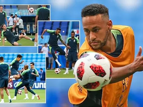 Neymar cắt phăng tóc mì tôm, quẩy sung trên sân tập Brazil