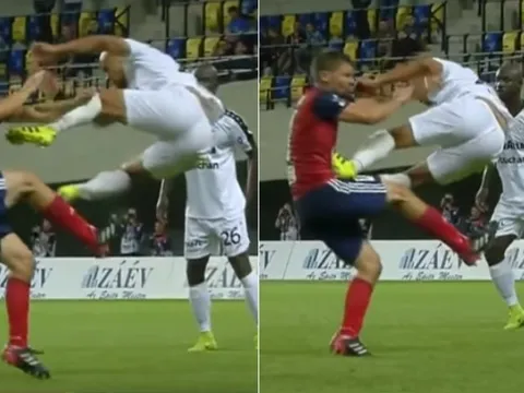 Pha kungfu của De Jong được tái hiện ở Champions League