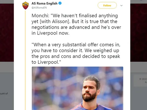 Phía Roma tạt gáo nước lạnh vào NHM Liverpool