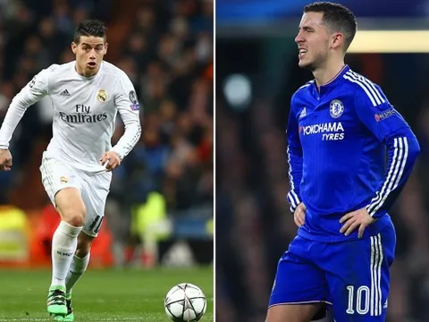 Real Madrid nhắm Eden Hazard, Chelsea đòi ngược James Rodriguez