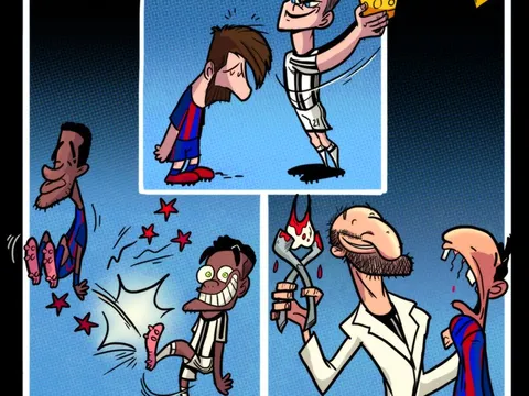 Biếm họa Chiellini lấy kìm nhổ răng thỏ Suarez
