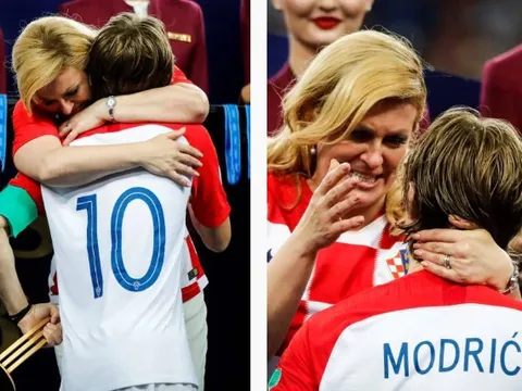Tổng thống Croatia nghẹn ngào lau nước mắt cho Modric trên bục trao giải