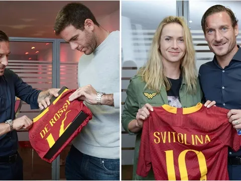 Vừa tới Rome, Del Potro đã được đích thân Totti ra đón