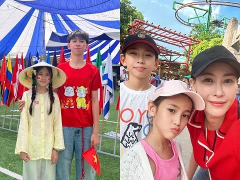 2 con của Hoa hậu Hà Kiều Anh diễu hành ở trường quốc tế, ái nữ duy nhất trổ nét xinh xắn hệt mẹ mỹ nhân