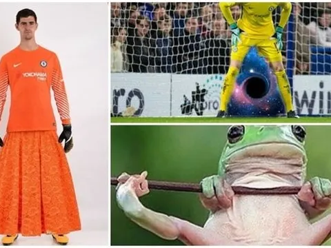 Cạn lời với loạt ảnh chế thủ thành Courtois nhận 'cú đúp xỏ kim'