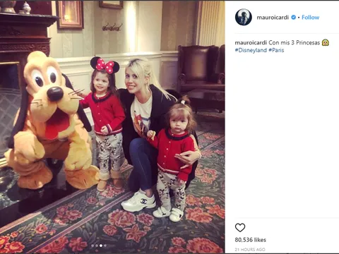 Không lên tuyển, Icardi tranh thủ thăm Disneyland