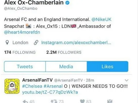 Chamberlain công khai ủng hộ sa thải Wenger?