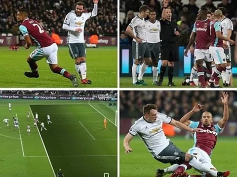 Chùm ảnh: Man Utd may mắn vượt West Ham nhờ thẻ đỏ và... việt vị