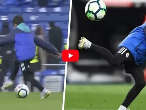 Con trai Cristiano Ronaldo lại trổ tuyệt kĩ trên sân tập