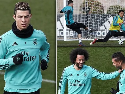 Hạ PSG, Ronaldo và đồng đội hưng phấn trên sân tập