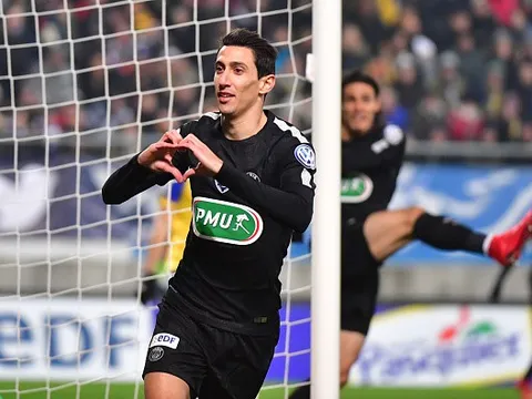 Hat-trick của Di Maria đưa PSG vào tứ kết cúp Quốc gia Pháp