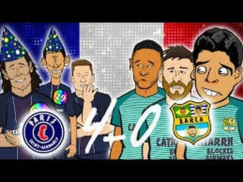 Hoạt hình hài hước: PSG 4-0 Barcelona