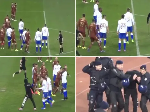 Hooligan cầm thanh sắt lẻn vào sân đuổi đánh trọng tài