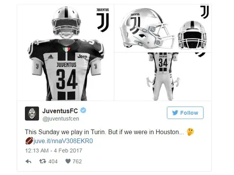 Juventus đem logo 'thảm họa' tấn công giải Super Bowl