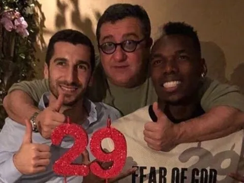 Mkhitaryan tổ chức sinh nhật bên cạnh Pogba và Raiola