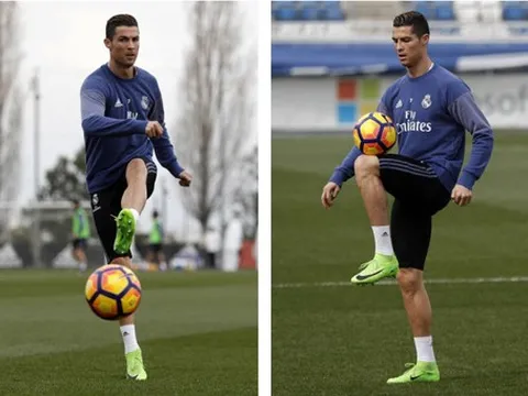 Ronaldo buồn bã nhìn Bale chơi đùa cùng các đồng đội
