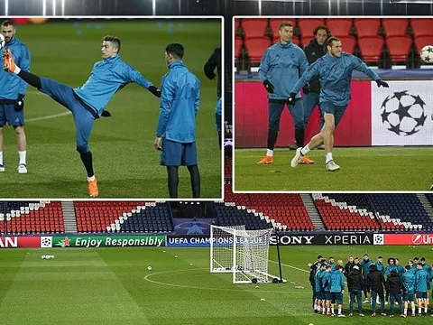 Ronaldo và đồng đội chỉnh thước ngắm ở Parc des Princes