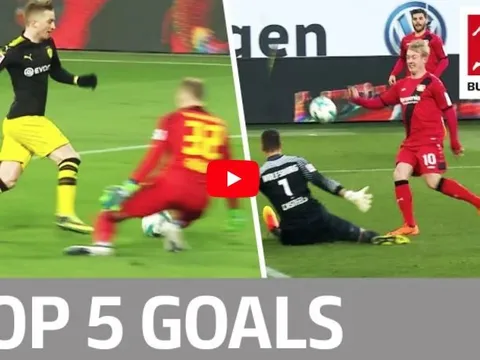 Top 5 bàn thắng đẹp nhất vòng 25 Bundesliga