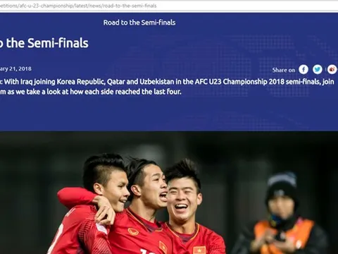 U23 Việt Nam thắng, trang chủ AFC vẫn ghi Iraq vào bán kết U23 châu Á