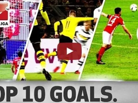 10 bàn thắng đẹp nhất Bundesliga nửa đầu mùa 2016/17
