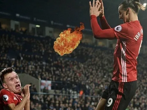 Ảnh chế Ibra ăn mừng khiến Lingard khiếp sợ