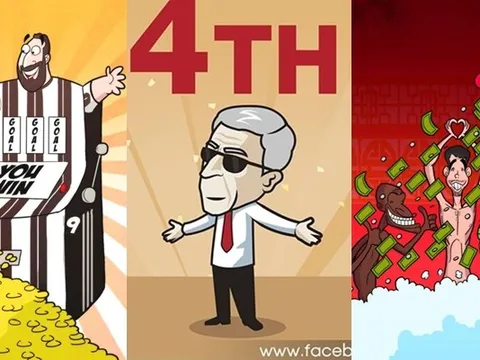 Biếm họa rồng đỏ phun mưa tiền lên đầu Oscar
