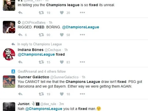"Kết quả bốc thăm Champions League bị dàn xếp"