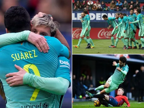 Suarez mở điểm, Messi rực sáng, Barcelona phả hơi nóng vào gáy Real Madrid