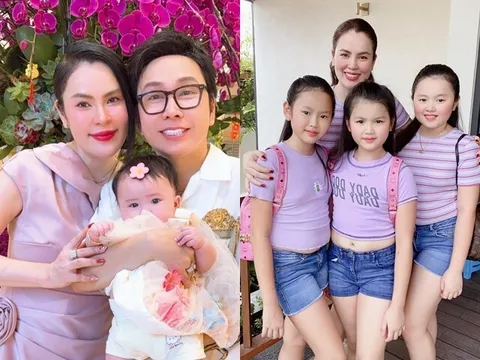 Con gái Hoa hậu Phương Lê xin phép bố ruột về ở với mẹ vì quá thương em, bé Thụy Yên được cả nhà cưng chiều