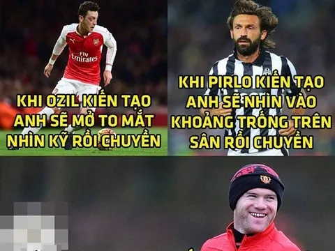 Ảnh chế: Oezil, Pirlo ‘ngã mũ’ với đẳng cấp kiến tạo của Rooney; Giroud ‘gỗ cả người’ cũng có chỗ xài được