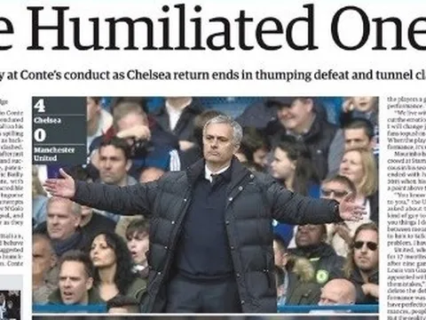 Báo Anh mỉa mai Mourinho 'bị làm nhục'