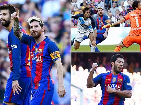 Đấm đối thủ rồi kiến tạo, ghi bàn, Suarez giúp Barca đại thắng Deportivo
