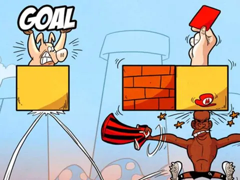 Hí họa Balotelli húc gạch ra thẻ đỏ khi chơi game Mario