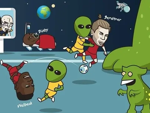 Hí họa Bendtner tỉ thí với người ngoài hành tinh