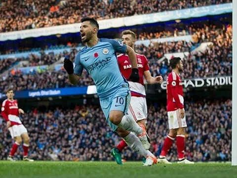 Hoà Middlesbrough, Aguero vẫn lập cột mốc ấn tượng