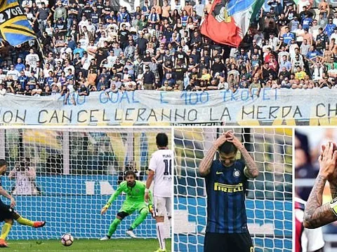 Icardi ôm đầu hỏng pen, khán đài vang đầy tiếng mắng mỏ kẻ cướp vợ bạn
