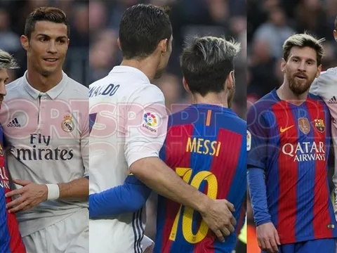 Khoảnh khắc Messi và Ronaldo thể hiện tình cảm trên sân
