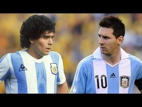 Messi và Maradona đọ tài rê bóng
